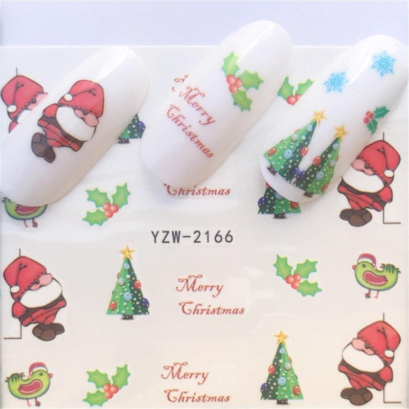New Christmas Water Decal Nail Art Nail sticker New Year Slider Tattoo Full Cover Santa Claus Snowman Designs Xmas Decals 3D Wave Design Decoration for Women Girls Tape Nail Art Stickers Decal Decoration Nail Art Accessories Decoration Decal