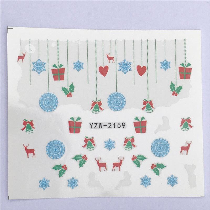 New Christmas Water Decal Nail Art Nail sticker New Year Slider Tattoo Full Cover Santa Claus Snowman Designs Xmas Decals 3D Wave Design Decoration for Women Girls Tape Nail Art Stickers Decal Decoration Nail Art Accessories Decoration Decal