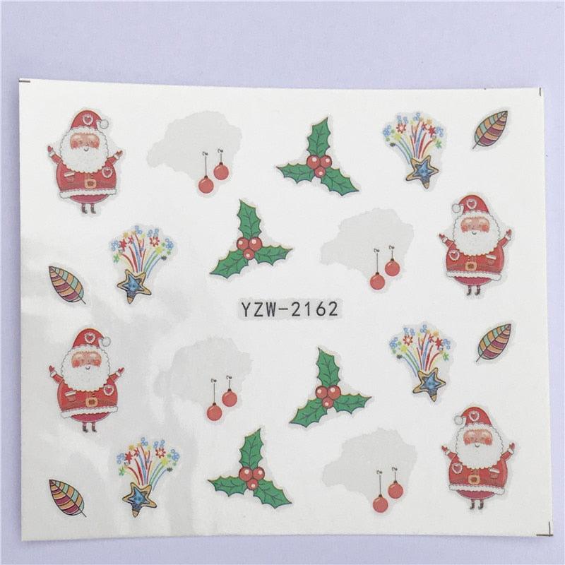 New Christmas Water Decal Nail Art Nail sticker New Year Slider Tattoo Full Cover Santa Claus Snowman Designs Xmas Decals 3D Wave Design Decoration for Women Girls Tape Nail Art Stickers Decal Decoration Nail Art Accessories Decoration Decal