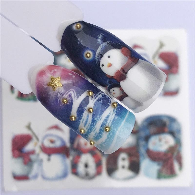 New Christmas Water Decal Nail Art Nail sticker New Year Slider Tattoo Full Cover Santa Claus Snowman Designs Xmas Decals 3D Wave Design Decoration for Women Girls Tape Nail Art Stickers Decal Decoration Nail Art Accessories Decoration Decal