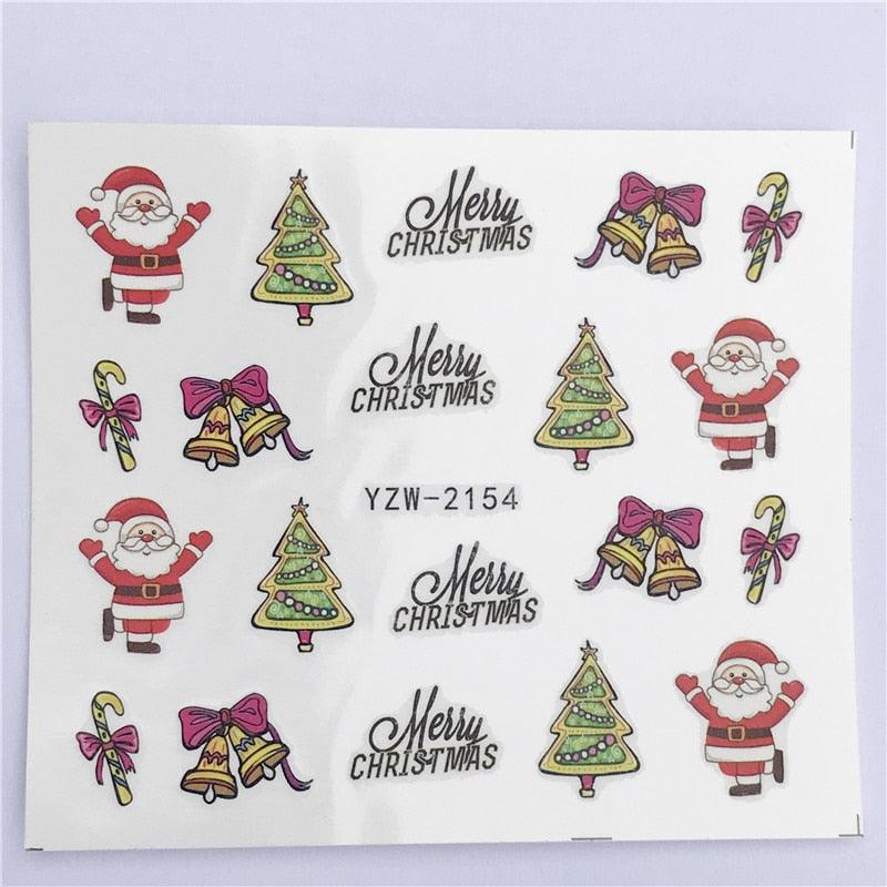 New Christmas Water Decal Nail Art Nail sticker New Year Slider Tattoo Full Cover Santa Claus Snowman Designs Xmas Decals 3D Wave Design Decoration for Women Girls Tape Nail Art Stickers Decal Decoration Nail Art Accessories Decoration Decal