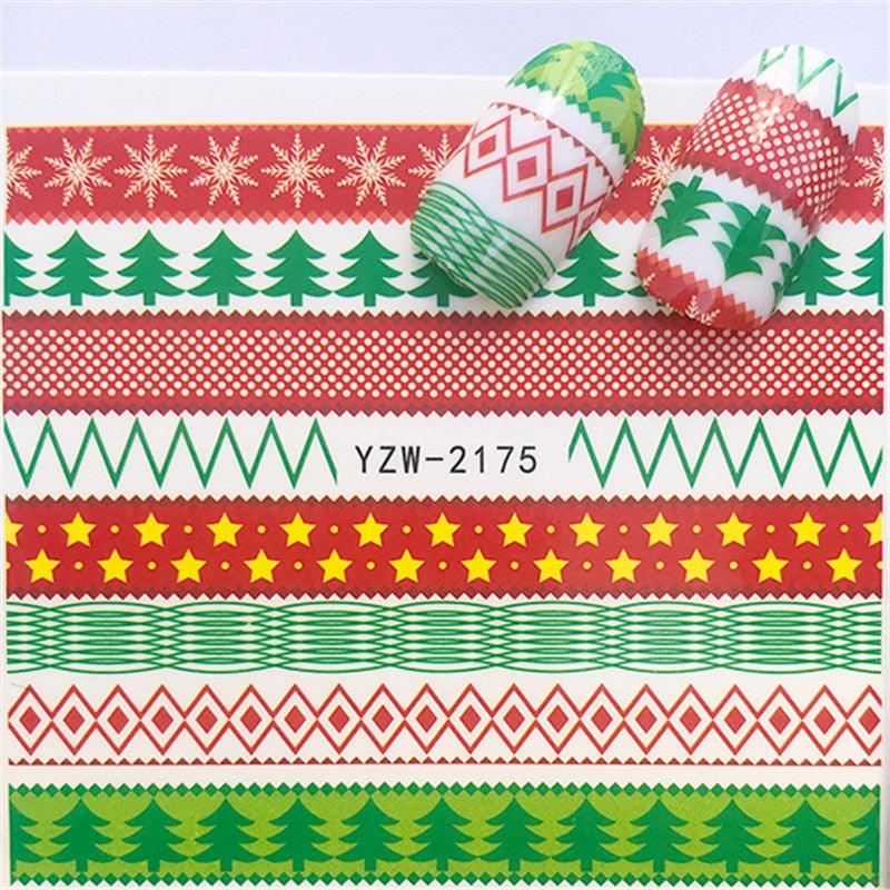 New Christmas Water Decal Nail Art Nail sticker New Year Slider Tattoo Full Cover Santa Claus Snowman Designs Xmas Decals 3D Wave Design Decoration for Women Girls Tape Nail Art Stickers Decal Decoration Nail Art Accessories Decoration Decal
