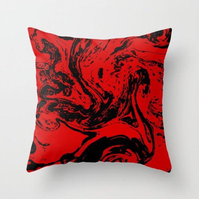 New Creative Red Cushion Case Hot Modern Home Outdoor Decorative Geometry Square Pillow Case Decorative Pillows Case Sofa Couch Seat Polyester Pillows Covers 45x45CM