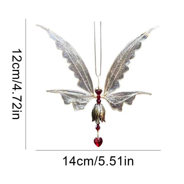 New Crystal Guardian Angel Wing Sun-catcher Car Charm For Rear View Mirror Clear Window Rainbow Maker Collection With Crystal Wind Chimes For Home Garden Hanging Decoration Photography Prop