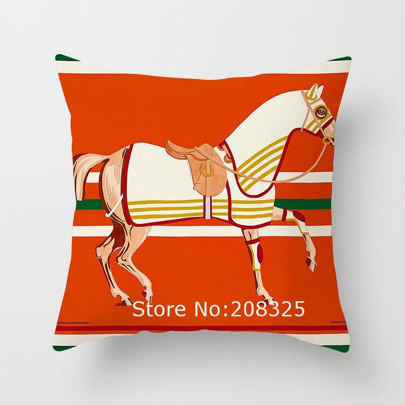 New Horse Cushion Cover Short Plus Luxury Horse Cotton Linen Decorative Pillowcase Cushion Decorative Pillows Covers for Home Sofa Couch Car Bedrooms 45x45cm