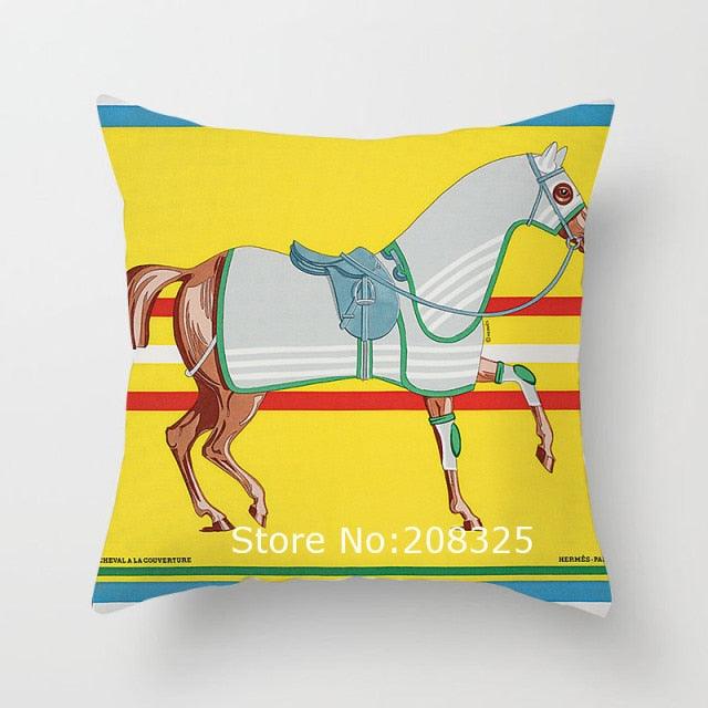 New Horse Cushion Cover Short Plus Luxury Horse Cotton Linen Decorative Pillowcase Cushion Decorative Pillows Covers for Home Sofa Couch Car Bedrooms 45x45cm