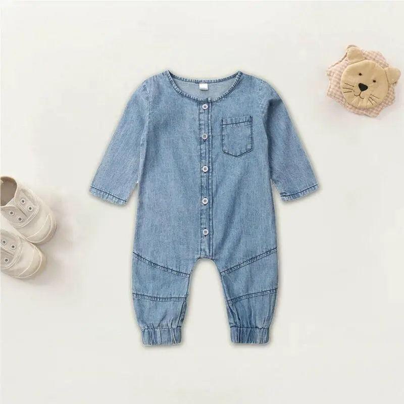 New Infant Kid Baby Girl Boy Clothes Soft Denim Romper Play suit Jumpsuit Outfits 0-24M