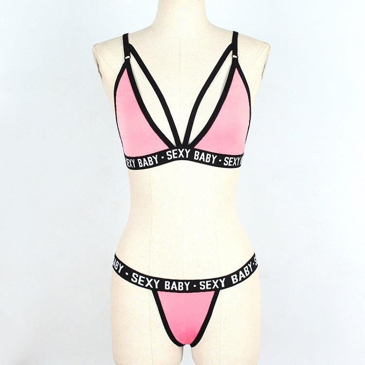 New Letter Three-Point Suit Women's Sports Underwear Set Skinny Backless Underwear Bikini Swimsuit For Women Two Piece Swimwear Bathing Suit Beachwear Set Thong Bikini