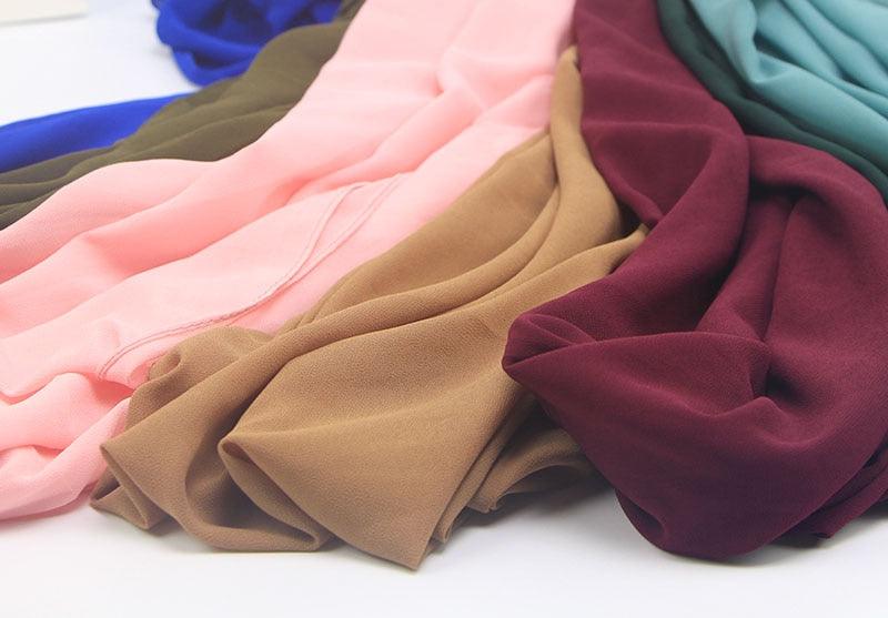 New Long Solid Colorful Soft Chiffon Hijab Elegant Scarf Wrap Lightweight Islamic Head Wear Escharpe Shawls Headband Stole Muslim Hijabs Wrap Headscarf Scarves Colors For Women