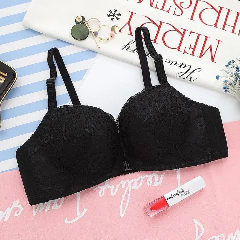 New Luxurious Lace Floral Wireless Bras For Women Front Closure Bras Plus Size Bralette Comfortable Adjusted Push Up Bra