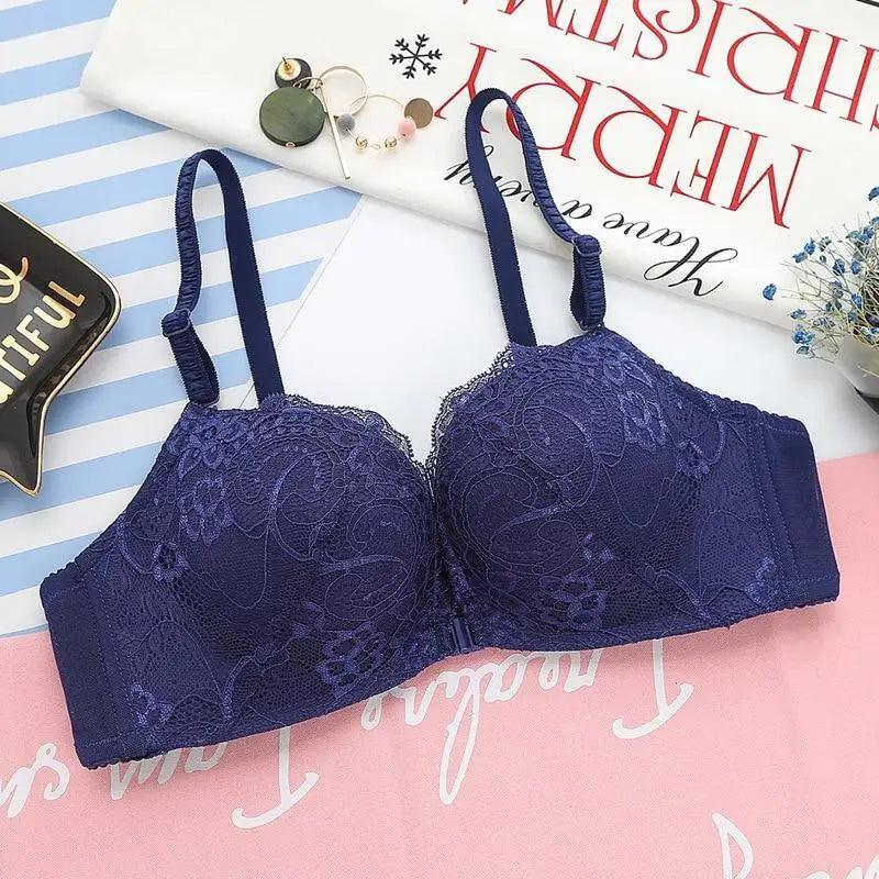 New Luxurious Lace Floral Wireless Bras For Women Front Closure Bras Plus Size Bralette Comfortable Adjusted Push Up Bra