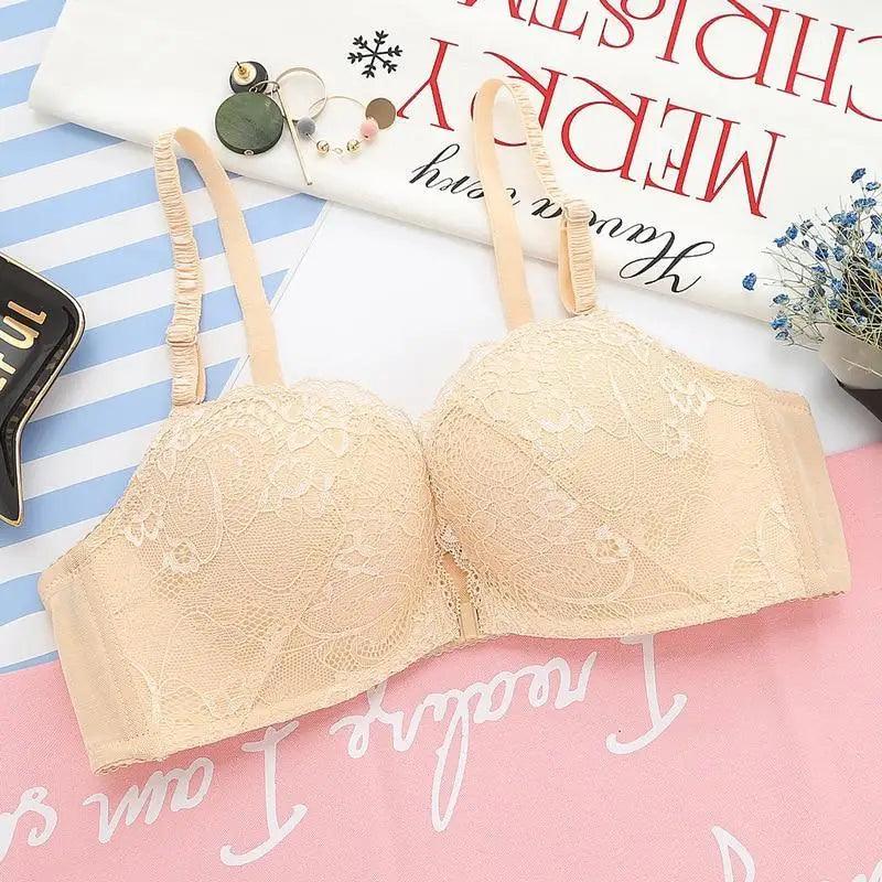 New Luxurious Lace Floral Wireless Bras For Women Front Closure Bras Plus Size Bralette Comfortable Adjusted Push Up Bra