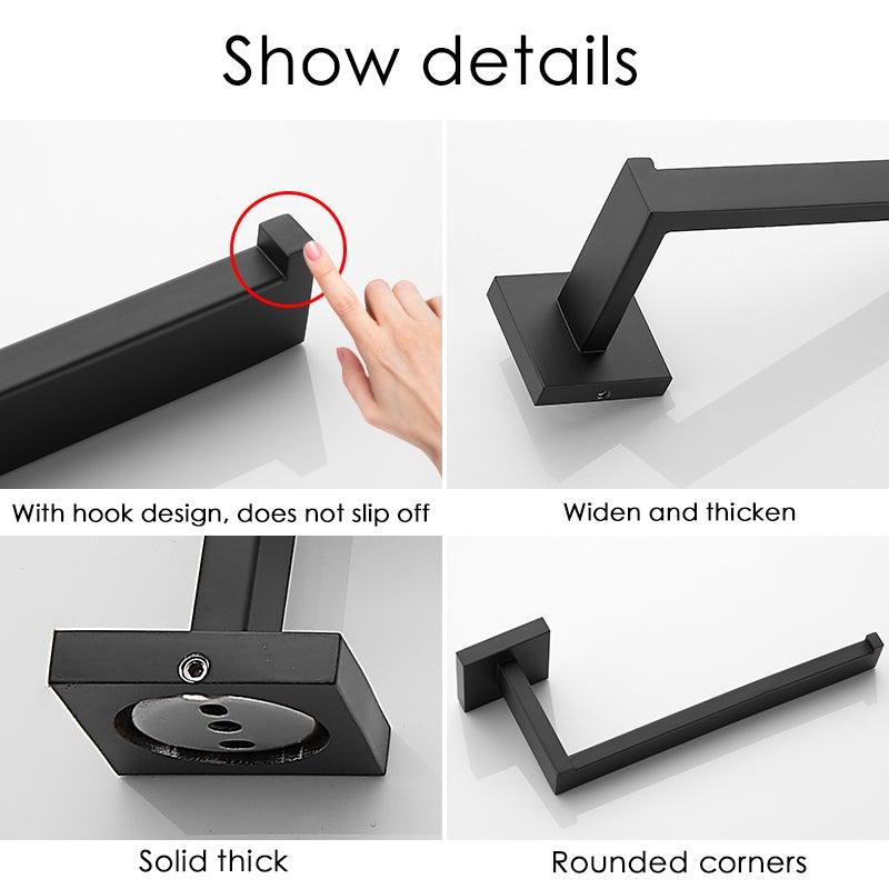 New Matte Black Toilet Paper Holder Wall Mount Tissue Roll Hanger 304 Stainless Steel Bathroom Accessories Toilet Paper Holder Tissue Roll Holder Hanger Stainless Steel Matte Black Bathroom Lavatory Hardware Wall Mount 14.5cm