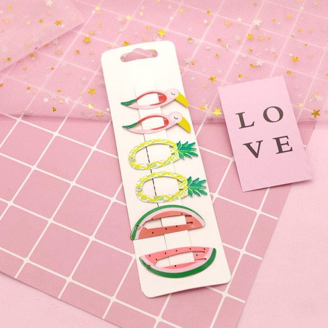 New Printed Cute Cartoon Fruit BB Clips Hairpins Girls Hair Accessories Children Headwear Baby Hair Clips Headdress Gorgeous Hair Accessories For Girls