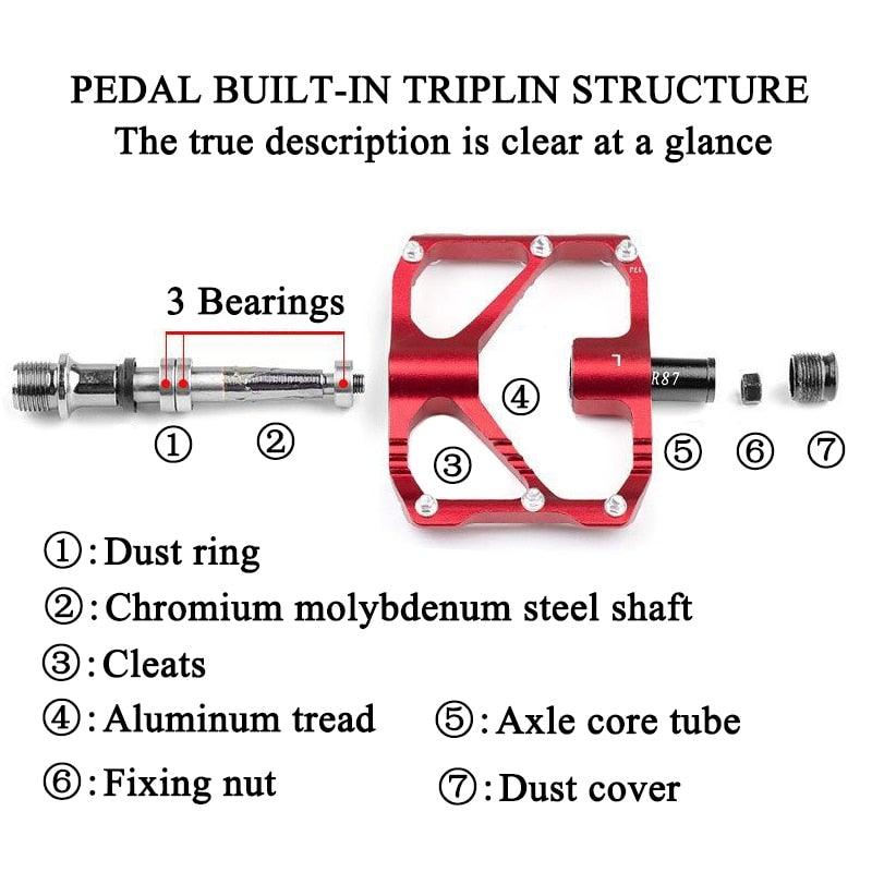 New Road Bike Pedal Non-Slip Ultra-Light Aluminum 3 Ball Bearing Cycling Pedals Mountain Bike Pedals Pedals Aluminum Bicycle Flat Platform Pedals Lightweight Non-Slip Sealed Bearing For Road Mountain