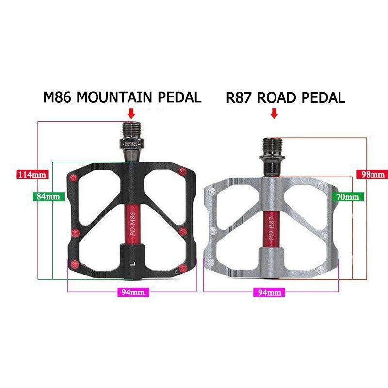 New Road Bike Pedal Non-Slip Ultra-Light Aluminum 3 Ball Bearing Cycling Pedals Mountain Bike Pedals Pedals Aluminum Bicycle Flat Platform Pedals Lightweight Non-Slip Sealed Bearing For Road Mountain