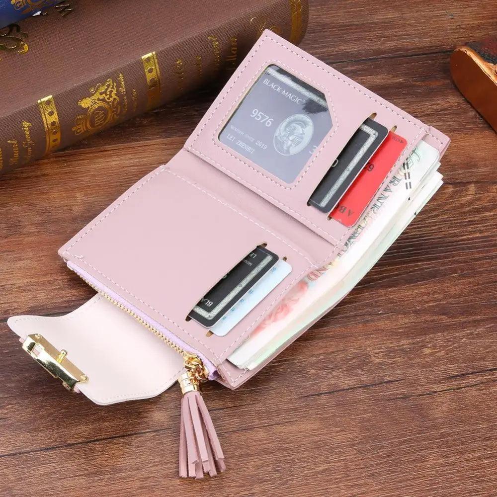 New Short PU Leather Clutch Bags Card Holder Wallet And Small Coin Purse for Women And Girls