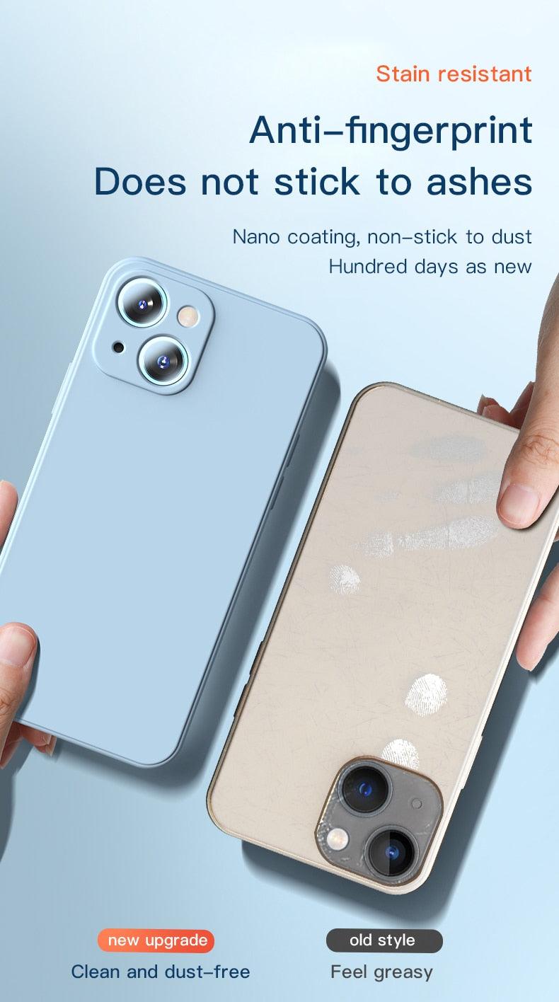 New Soft Silicone Square Phone Case For iPhone 14 13 Pro Max Back Cover Full Body Protection Cover 13 Pro Shockproof Protective Case