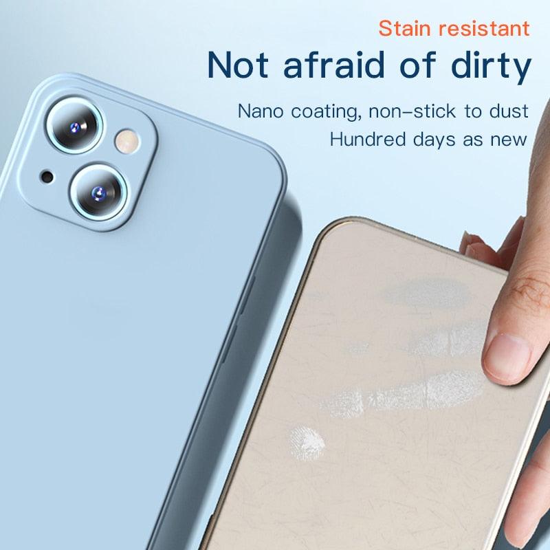 New Soft Silicone Square Phone Case For iPhone 14 13 Pro Max Back Cover Full Body Protection Cover 13 Pro Shockproof Protective Case