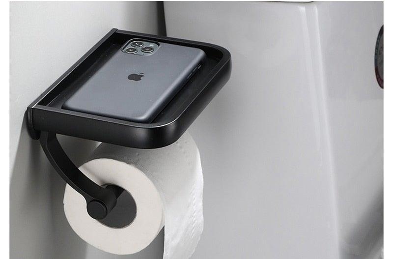 NEW Stainless Steel Toilet Paper Holder BathroomPaper Phone Holder Shelf Towel Roll shelf Accessories Toilet Paper Holder with Phone Shelf Aluminum Bathroom Accessories Tissue Roll Dispenser Storage Rack Wall Mounted Modern Paper Towel Adapter