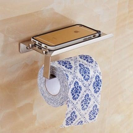 NEW Stainless Steel Toilet Paper Holder BathroomPaper Phone Holder Shelf Towel Roll shelf Accessories Toilet Paper Holder with Phone Shelf Aluminum Bathroom Accessories Tissue Roll Dispenser Storage Rack Wall Mounted Modern Paper Towel Adapter