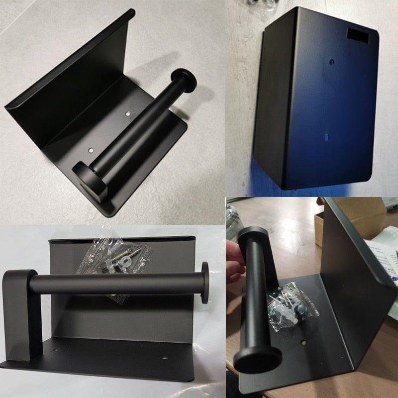 NEW Stainless Steel Toilet Paper Holder BathroomPaper Phone Holder Shelf Towel Roll shelf Accessories Toilet Paper Holder with Phone Shelf Aluminum Bathroom Accessories Tissue Roll Dispenser Storage Rack Wall Mounted Modern Paper Towel Adapter