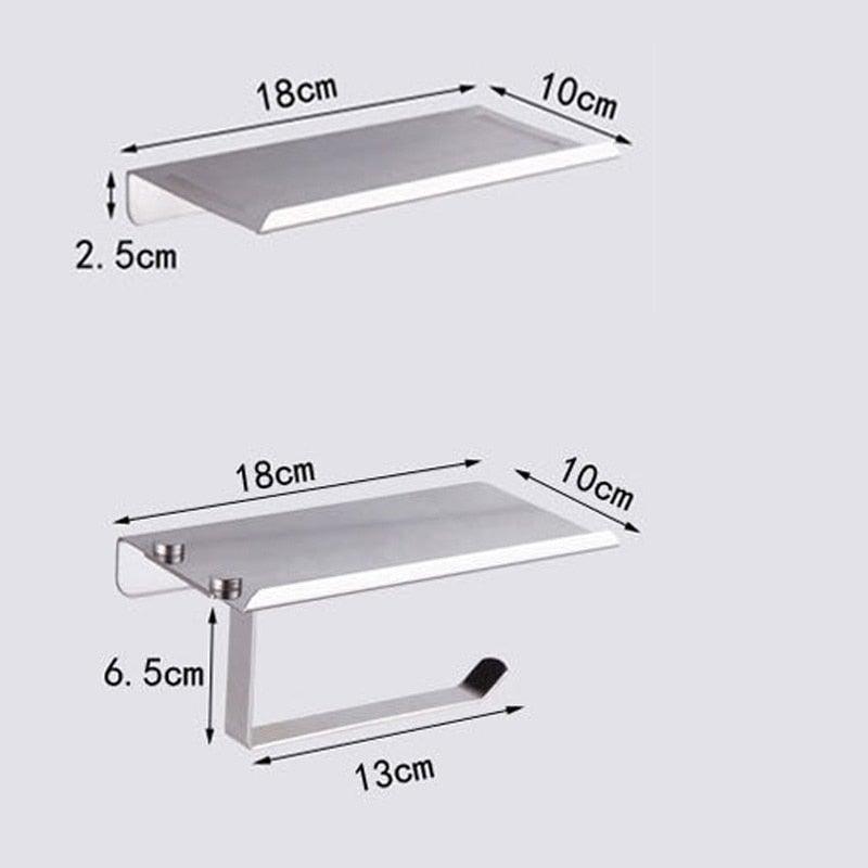 NEW Stainless Steel Toilet Paper Holder BathroomPaper Phone Holder Shelf Towel Roll shelf Accessories Toilet Paper Holder with Phone Shelf Aluminum Bathroom Accessories Tissue Roll Dispenser Storage Rack Wall Mounted Modern Paper Towel Adapter