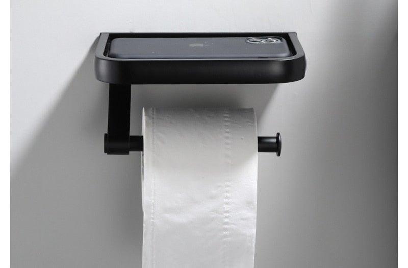 NEW Stainless Steel Toilet Paper Holder BathroomPaper Phone Holder Shelf Towel Roll shelf Accessories Toilet Paper Holder with Phone Shelf Aluminum Bathroom Accessories Tissue Roll Dispenser Storage Rack Wall Mounted Modern Paper Towel Adapter