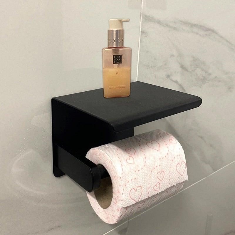 NEW Stainless Steel Toilet Paper Holder BathroomPaper Phone Holder Shelf Towel Roll shelf Accessories Toilet Paper Holder with Phone Shelf Aluminum Bathroom Accessories Tissue Roll Dispenser Storage Rack Wall Mounted Modern Paper Towel Adapter