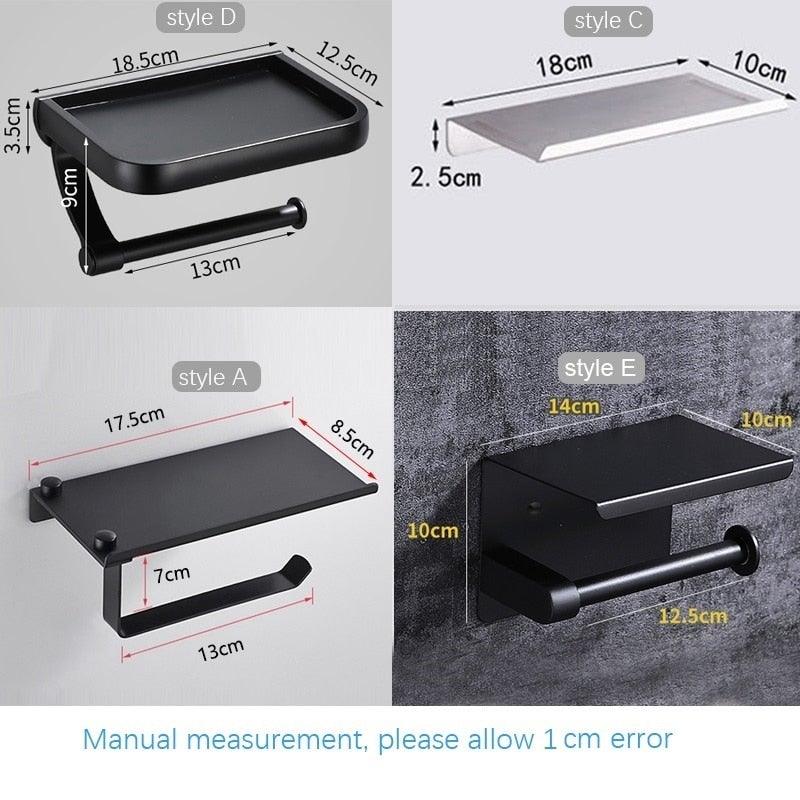 NEW Stainless Steel Toilet Paper Holder BathroomPaper Phone Holder Shelf Towel Roll shelf Accessories Toilet Paper Holder with Phone Shelf Aluminum Bathroom Accessories Tissue Roll Dispenser Storage Rack Wall Mounted Modern Paper Towel Adapter