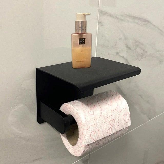 NEW Stainless Steel Toilet Paper Holder BathroomPaper Phone Holder Shelf Towel Roll shelf Accessories Toilet Paper Holder with Phone Shelf Aluminum Bathroom Accessories Tissue Roll Dispenser Storage Rack Wall Mounted Modern Paper Towel Adapter
