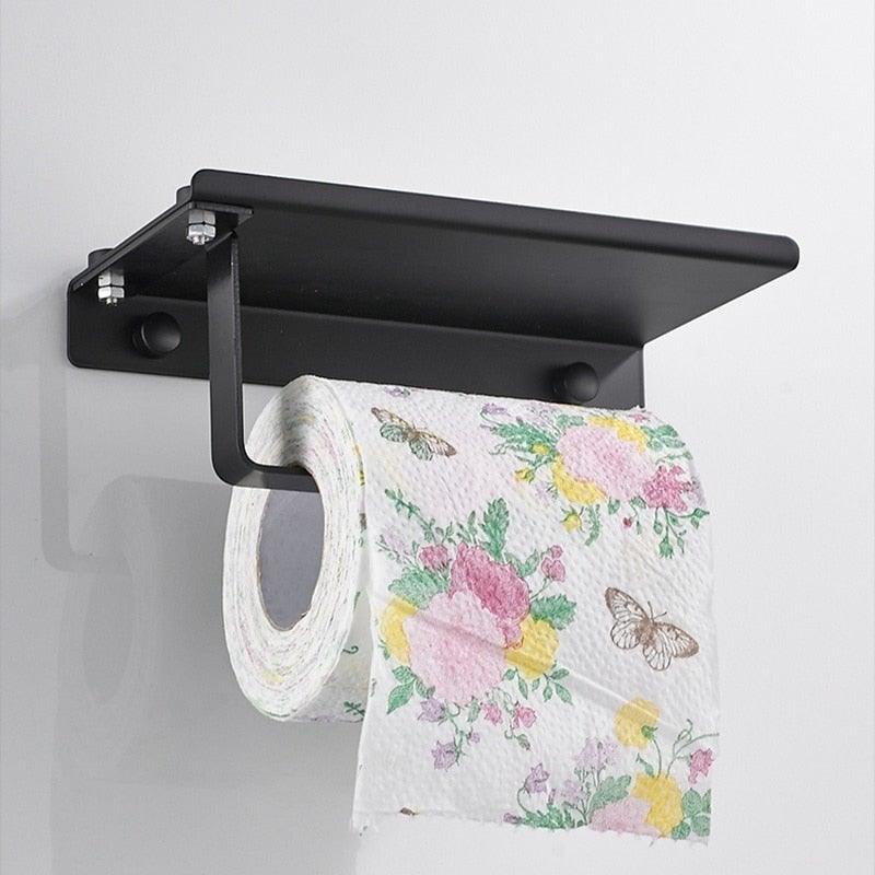 NEW Stainless Steel Toilet Paper Holder BathroomPaper Phone Holder Shelf Towel Roll shelf Accessories Toilet Paper Holder with Phone Shelf Aluminum Bathroom Accessories Tissue Roll Dispenser Storage Rack Wall Mounted Modern Paper Towel Adapter