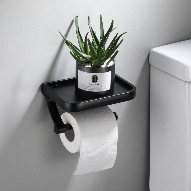 NEW Stainless Steel Toilet Paper Holder BathroomPaper Phone Holder Shelf Towel Roll shelf Accessories Toilet Paper Holder with Phone Shelf Aluminum Bathroom Accessories Tissue Roll Dispenser Storage Rack Wall Mounted Modern Paper Towel Adapter