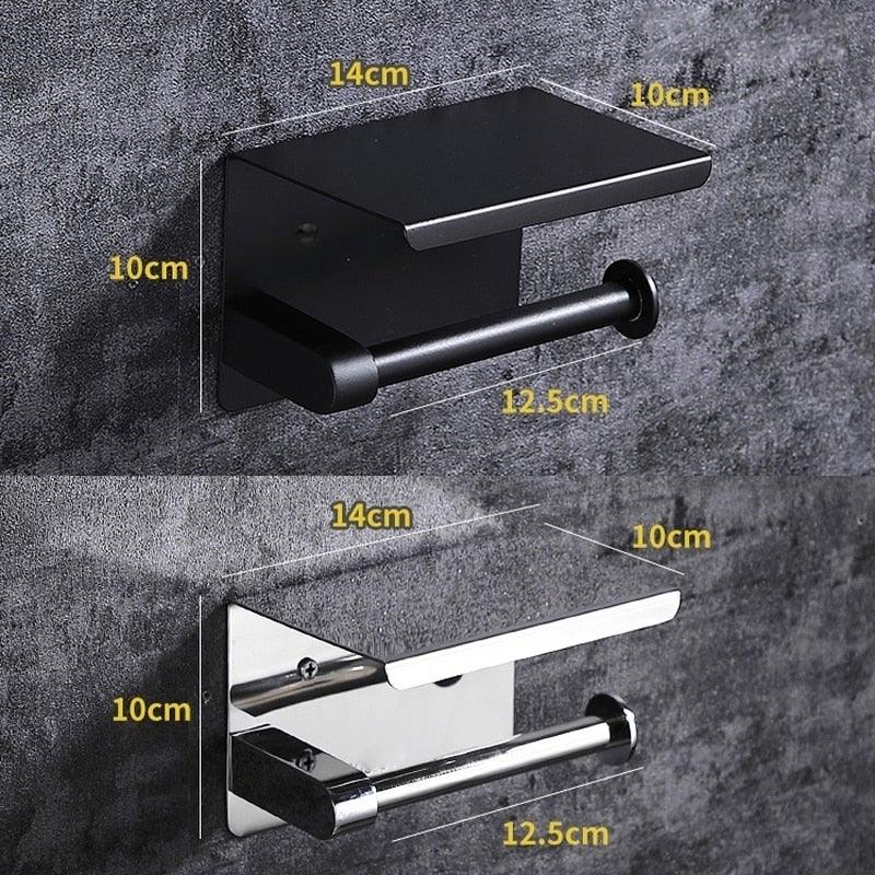 NEW Stainless Steel Toilet Paper Holder BathroomPaper Phone Holder Shelf Towel Roll shelf Accessories Toilet Paper Holder with Phone Shelf Aluminum Bathroom Accessories Tissue Roll Dispenser Storage Rack Wall Mounted Modern Paper Towel Adapter
