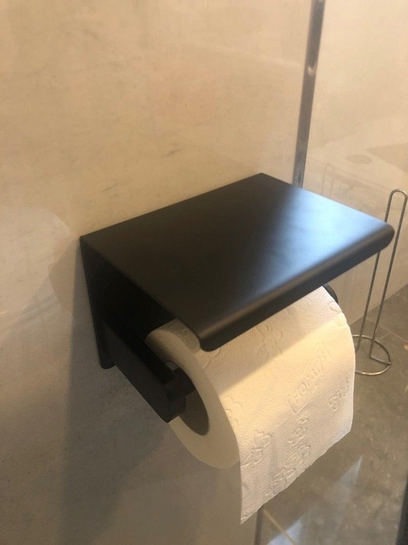 NEW Stainless Steel Toilet Paper Holder BathroomPaper Phone Holder Shelf Towel Roll shelf Accessories Toilet Paper Holder with Phone Shelf Aluminum Bathroom Accessories Tissue Roll Dispenser Storage Rack Wall Mounted Modern Paper Towel Adapter