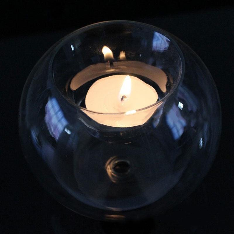 Round Hollow Glass Candle Tea light Holder Candlestick Home Decorations for Dinner Table Wedding Candle Holder Wedding Candlestick Fine Transparent Crystal Glass Candlestick Dining Home Decor