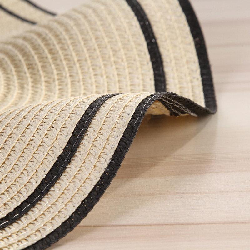 New Summer Women's Beach Hat Wide Side Female Summer Women's Beach Hat Female Unique Luxury Bowknot Design Sun Hat Casual Hat Lady Classic Flat Straw Hat Women Fedora Hat Ideal Gift 54-58cm