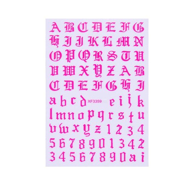 New Super Thin Self-Adhesive Letter 3d Nail Decal Stickers Manicure Nail Art Decoration Accessories Holographic Old English Character Nail Self-Adhesive Sticker English Font Design Manicure Design Water Sliders Decorations Accessories