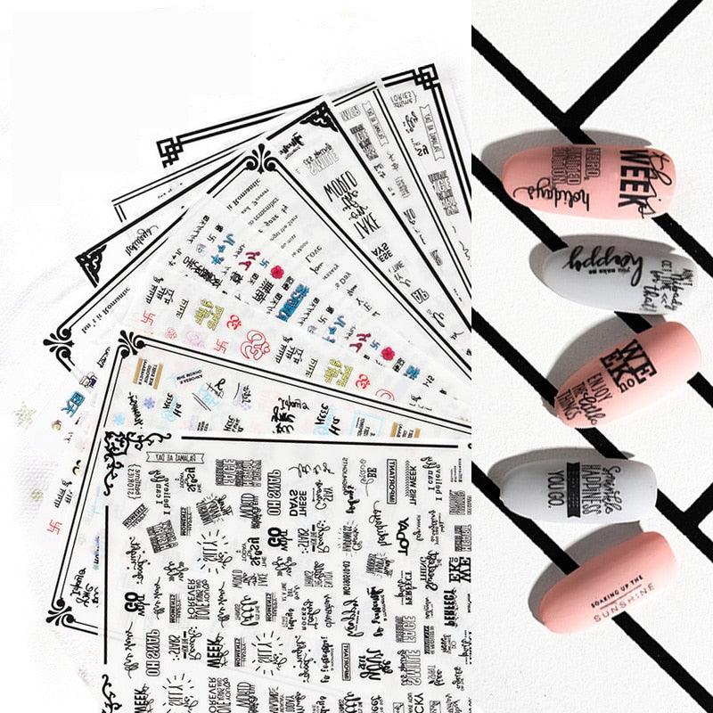 New Super Thin Self-Adhesive Letter 3d Nail Decal Stickers Manicure Nail Art Decoration Accessories Holographic Old English Character Nail Self-Adhesive Sticker English Font Design Manicure Design Water Sliders Decorations Accessories