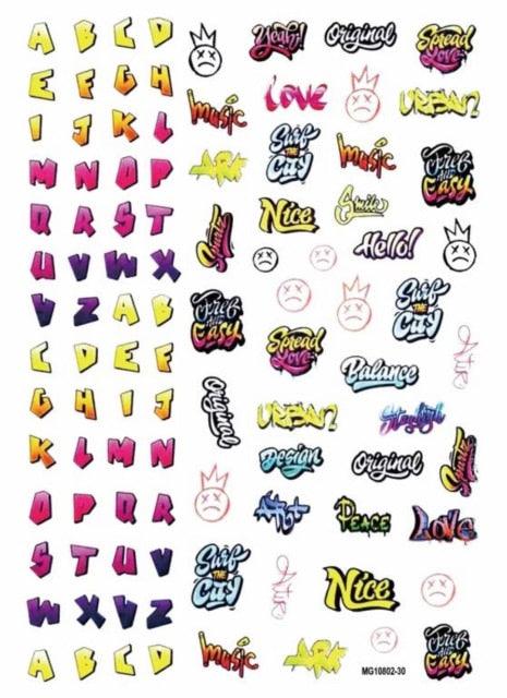 New Super Thin Self-Adhesive Letter 3d Nail Decal Stickers Manicure Nail Art Decoration Accessories Holographic Old English Character Nail Self-Adhesive Sticker English Font Design Manicure Design Water Sliders Decorations Accessories