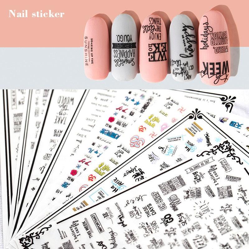 New Super Thin Self-Adhesive Letter 3d Nail Decal Stickers Manicure Nail Art Decoration Accessories Holographic Old English Character Nail Self-Adhesive Sticker English Font Design Manicure Design Water Sliders Decorations Accessories