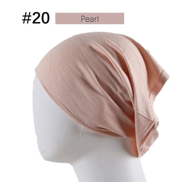 New Winter Autumn Soft Solid Color Inner Hijab Cap Lightweight Muslim Turban Elegant Hijab Caps Hat Islam Under Scarf Undercap Bonnet Color Soft Jersey Stretch Hijab's Tube Cap Hat Hijab Bonnet Muslim Women Scarf Turbans Head For Women