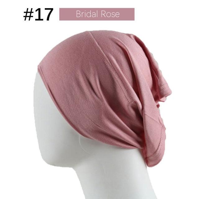 New Winter Autumn Soft Solid Color Inner Hijab Cap Lightweight Muslim Turban Elegant Hijab Caps Hat Islam Under Scarf Undercap Bonnet Color Soft Jersey Stretch Hijab's Tube Cap Hat Hijab Bonnet Muslim Women Scarf Turbans Head For Women