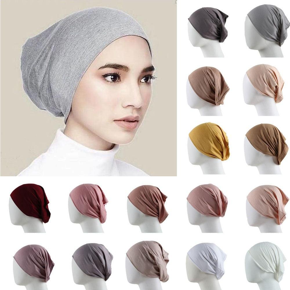 New Winter Autumn Soft Solid Color Inner Hijab Cap Lightweight Muslim Turban Elegant Hijab Caps Hat Islam Under Scarf Undercap Bonnet Color Soft Jersey Stretch Hijab's Tube Cap Hat Hijab Bonnet Muslim Women Scarf Turbans Head For Women