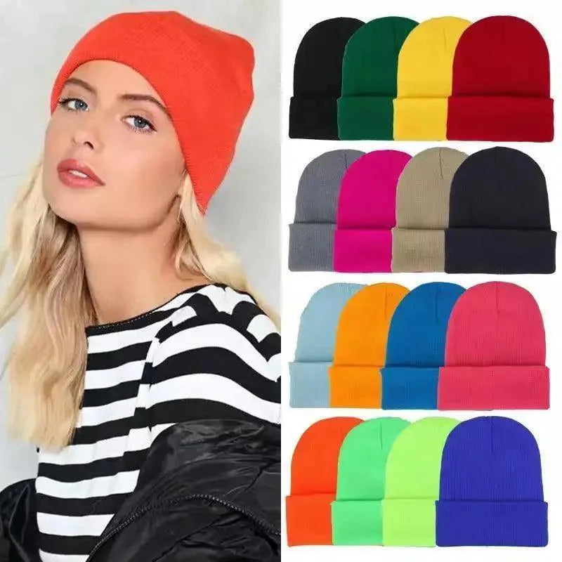 New Winter Hats for Women Men Beanies Knitted Solid Cool Hat Girls Autumn Female Beanie Warm Bonnet Casual Cap For Winter Knitted Autumn Winter Cap Warm Elastic Winter Women and Men Hat