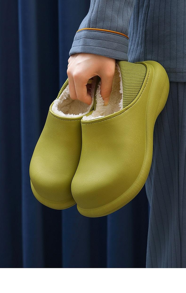 New Winter Women Slipper Soft Bottom Plush Home Shoes Slippers Indoor Waterproof Non-Slip Memory Foam Comfy Fluffy Fur Memory Foam Boots House Shoes Thick Sole 6cm