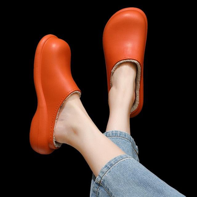 New Winter Women Slipper Soft Bottom Plush Home Shoes Slippers Indoor Waterproof Non-Slip Memory Foam Comfy Fluffy Fur Memory Foam Boots House Shoes Thick Sole 6cm