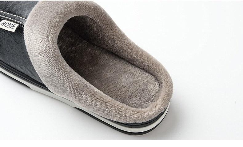 New Women Men Winter House Slippers PU Leather Cute Plush Slip On Fluffy Warm Casual Shoes House Slippers Memory Foam Comfy Fuzzy Soft Slip On Indoor Slippers For Men