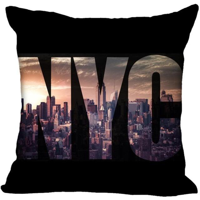 New York Pillow Cover Square Cushion Cover Christmas Zippered Pillow Case for Sofa Bed Home Decor 40*40cm,45*45cm(One Side)