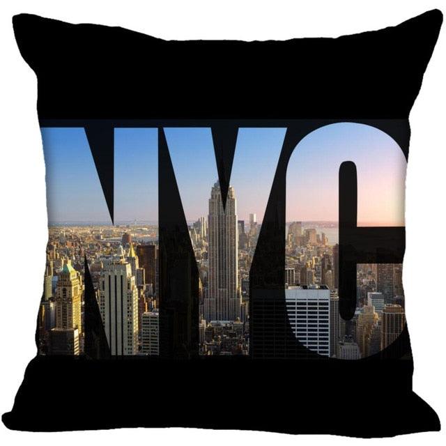 New York Pillow Cover Square Cushion Cover Christmas Zippered Pillow Case for Sofa Bed Home Decor 40*40cm,45*45cm(One Side)